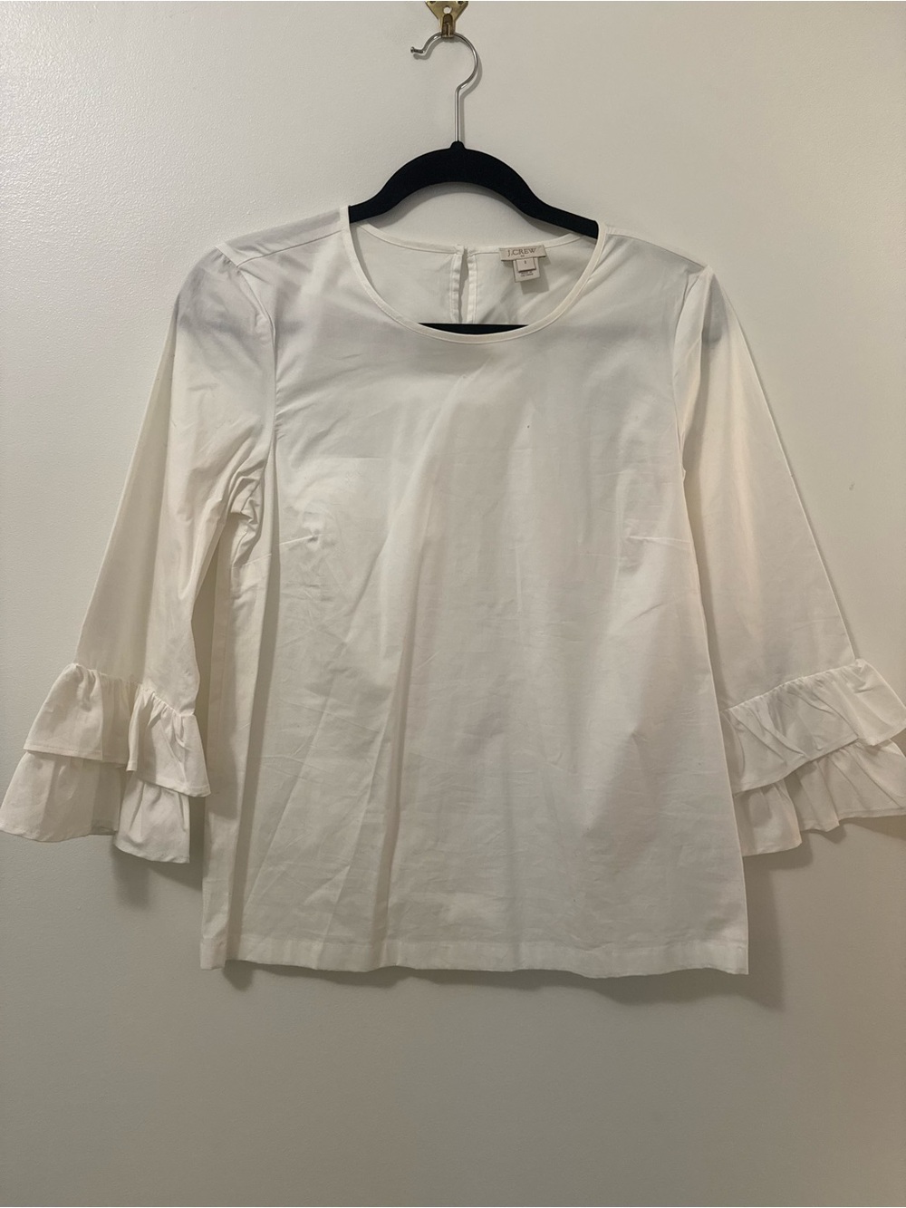 JCrew Ecru Ruffle Sleeve Blouse - Women's Top